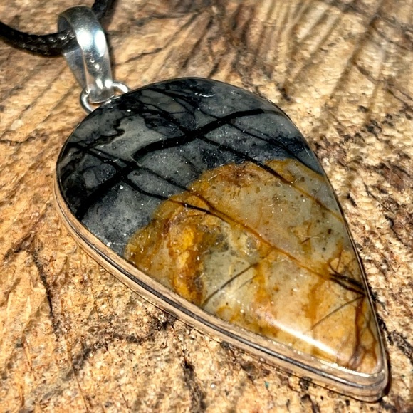 Teardrop Shaped Picasso Jasper Pendant - Picture 7 of 14